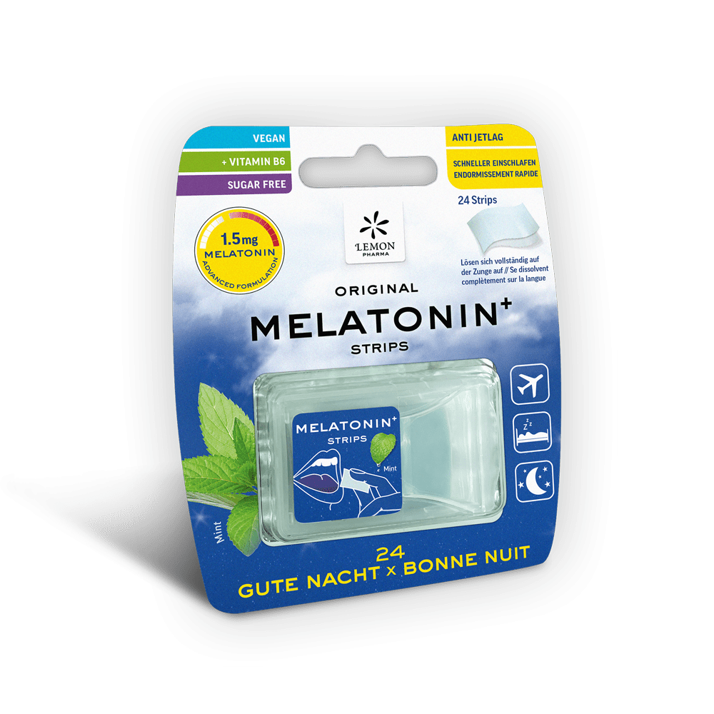 Melatonin Strips Zugenstreifen Lemon Pharma perfekt auf Reise Besser Einschlafen